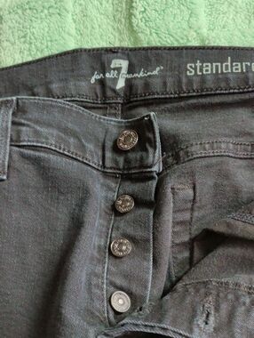 7 For All Mankind Black Button-Fly Jeans